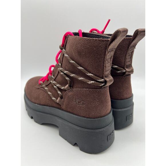 UGG Brisbane Lace Up Suede Platform Boots Burnt Cedar Women's Size 9.5 - Picture 8 of 12